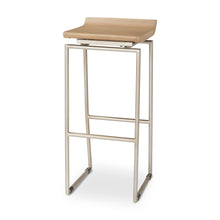 Load image into Gallery viewer, 31" Solid Wood And Iron Low Back Bar Height Bar Chair - Silver / Natural