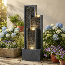 Load image into Gallery viewer, Outdoor Water Fountain With Cascading Waterfall And LED Lighting - Black