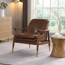 Load image into Gallery viewer, Mid - Century Accent Chair With Cushioned Seat, Brass Tipped Legs