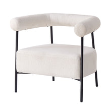 Load image into Gallery viewer, Modern Boucle Fabric Upholstered Accent Chair, Curved Armchair With Metal Frame - White