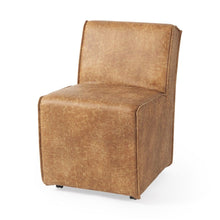 Load image into Gallery viewer, Upholstered Faux Leather Dining Side Chairs With Wheels (Set of 2) - Brown