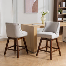 Load image into Gallery viewer, Counter Height Swivel Barstools, 26'' H Seat Height Upholstered Bar Stools (Set of 2), Fabric
