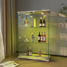 Load image into Gallery viewer, Modern Display Cabinet With LED Lights, Transparent Tempered Glass 2 Door Storage Case With 3 Shelves