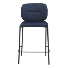 Load image into Gallery viewer, 25" Velvet And Steel Counter Height Bar Chairs (Set of 2) - Blue / Black