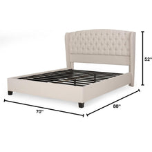 Load image into Gallery viewer, Twilight Fully Upholstered Fabric Wingback Queen Bed - Ivory