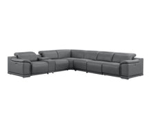 Load image into Gallery viewer, Leather Modular L Shaped Seven Piece Corner Sectional With Console - Battleship Gray