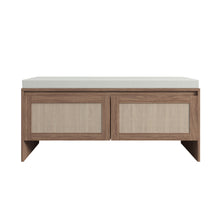 Load image into Gallery viewer, Storage Bench With Cushion, Shoe Cabinet With 2 Doors - Antique Natural / Rattan