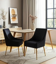 Load image into Gallery viewer, Upholstered Velvet Wing Back Dining Arm Chairs (Set of 2) - Black
