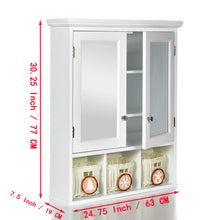 Load image into Gallery viewer, Bathroom Storage Cabinet, Medicine Cabinets For Bathroom With Mirror, 2 Doors 2 Adjustable Shelf & 3 Christmas Style Storage Basket - White