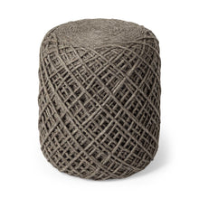 Load image into Gallery viewer, Wool Cylindrical Pouf With Diamond Pattern - Brown