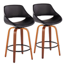 Load image into Gallery viewer, Fabrico - Mid Century Modern Fixed Height Counter Stool And Round Footrest (Set of 2)