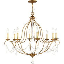 Load image into Gallery viewer, 30" Eight Light Dimmable Chandelier With Shades - Antiqued Gold