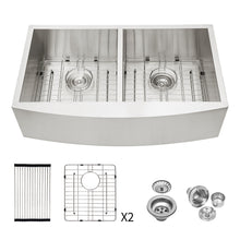Load image into Gallery viewer, Farmhouse Double Bowl Sink With 50/50 Layout