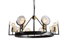 Load image into Gallery viewer, Unique Statement Eight Light Metal Chandelier With Shades - Black / Gold
