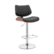 Load image into Gallery viewer, 45" Faux Leather Swivel Low Back Adjustable Height Bar Chair - Black / Silver