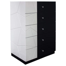 Load image into Gallery viewer, 5 Drawer Chest Storage Unit, Clothes Organizer, Geometric Pattern - White / Black