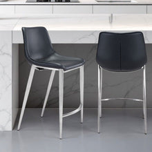Load image into Gallery viewer, 21.7" x 20.7" x 39.8" Steel Low Back Counter Height Bar Chairs (Set of 2) - Black And Silver
