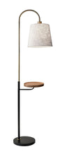 Load image into Gallery viewer, Tray Table Floor Lamp With White Solid Color Empire Shade - Black / Brass
