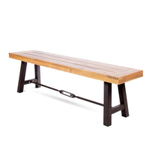 Load image into Gallery viewer, Outdoor Dining Bench, Patio Backless Bench - Teak / Black