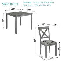 Load image into Gallery viewer, 5 Piece Dining Table Set With 4 Chairs For Kitchen - Gray