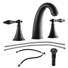 Load image into Gallery viewer, Elegant 2 Handle Widespread Bathroom Faucet With Pop Up Drain And Water Supply Lines