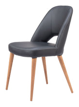Load image into Gallery viewer, Upholstered Faux Leather Open Back Dining Side Chairs (Set of 2) - Black