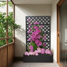 Load image into Gallery viewer, Rhombus Planter Raised Garden Bed With Trellis For Climbing Plants - Black