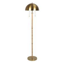 Load image into Gallery viewer, Allure - 2 Light Floor Lamp, Gold, Natural Tube, Double On / Off Pull Chain - Gold / Rattan