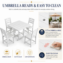 Load image into Gallery viewer, Outdoor Patio Dining Set, Square Table With Umbrella Hole And Armless Chairs