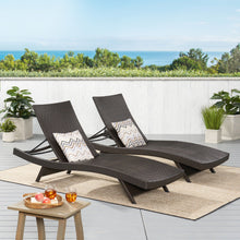 Load image into Gallery viewer, Salem - Wicker Chaise Lounge Adjustable Rattan Outdoor Chair Set - Brown Multi