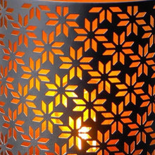 Load image into Gallery viewer, 8" Battery Operated Lamp With Pierced Cylinder Shade - Bronze