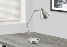 Load image into Gallery viewer, Metal Round USB Table Lamp With Nickel Dome Shade - Nickel