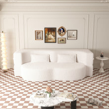 Load image into Gallery viewer, Modern Floor Sofa, With 2 Pillows, Convertible Teddy Fabric Foam Filled Bed