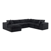 Load image into Gallery viewer, Chenille Modular Sofa Chaise With Ottoman Toss Pillows (725207) - Black