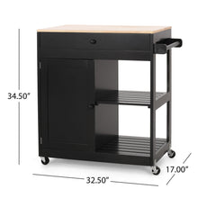 Load image into Gallery viewer, Lanier - Kitchen Cart With Wheels - Black