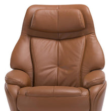 Load image into Gallery viewer, Tufted Genuine Leather Manual Swivel Recliner With Ottoman (730548) - Russet