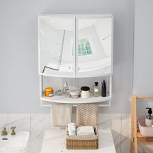 Load image into Gallery viewer, Arched Glass Double Door Wardrobe With Shatterproof Mirror, Open Shelf & Towel Rack