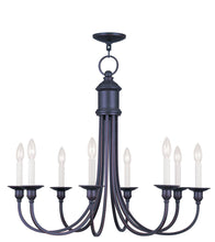 Load image into Gallery viewer, 27" Eight Light Metal Dimmable Chandelier With Shades - Bronze