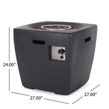 Load image into Gallery viewer, Outdoor Lightweight Concrete Square Fire Pit 40, 000 Btu With Built In Tank Storage - Dark Gray