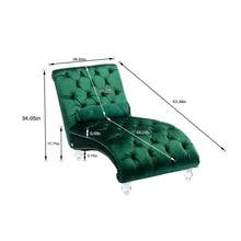 Load image into Gallery viewer, Velvet Chaise Lounge Indoor, Button Tufted Upholstered Chaise Lounge Chair With Pillow