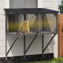 Load image into Gallery viewer, Premium Cat Window Box With Bug Proof Net For Large Indoor Cats Spruce Wood & Polyester - Antique Gray
