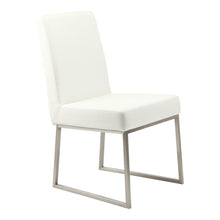Load image into Gallery viewer, Upholstered Faux Leather Dining Side Chairs (Set of 2) - White / Silver