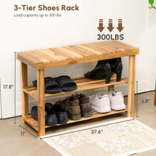 Load image into Gallery viewer, Shoe Rack Bench, 2 Tier Organizer For Entryway - Acacia Wood