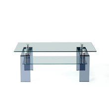 Load image into Gallery viewer, 39" Glass Coffee Table With Shelf - Clear And Black