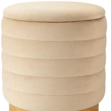 Load image into Gallery viewer, Tufted Cylinder Storage Ottoman - Beige / Natural