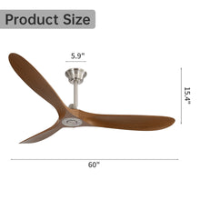 Load image into Gallery viewer, Outdoor Ceiling Fan No Light With 3 Blades Smart App Control - Brushed Nickel