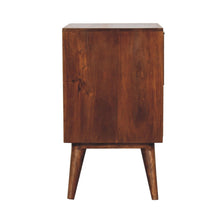 Load image into Gallery viewer, 24" Solid Wood Square Carved Geometric Two Drawer Nightstand - Chestnut