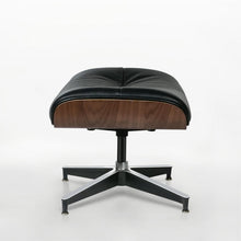Load image into Gallery viewer, Tufted Genuine Leather Stainless Steel Lounge Chair With Ottoman - Black / Walnut