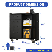 Load image into Gallery viewer, Sturdy Metal Tool Storage Cabinet With Wheels Durable Garage, Office & Home Organizer Steel