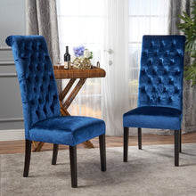 Load image into Gallery viewer, Elegant George Hi Back Dining Chair (Set of 2) With Tufted Velvet - Navy Blue